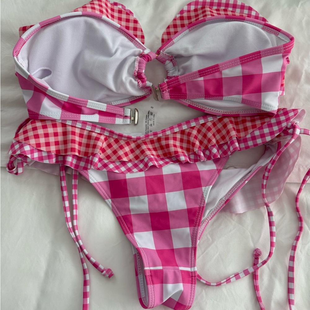 Pink Gingham Ruffle Bikini Set - Picture 4 of 4